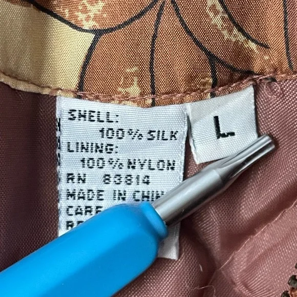 Vintage 90's FUDA International Floral Boho Abstract Silk Bomber Jacket Unisex L - Picture 6 of 12